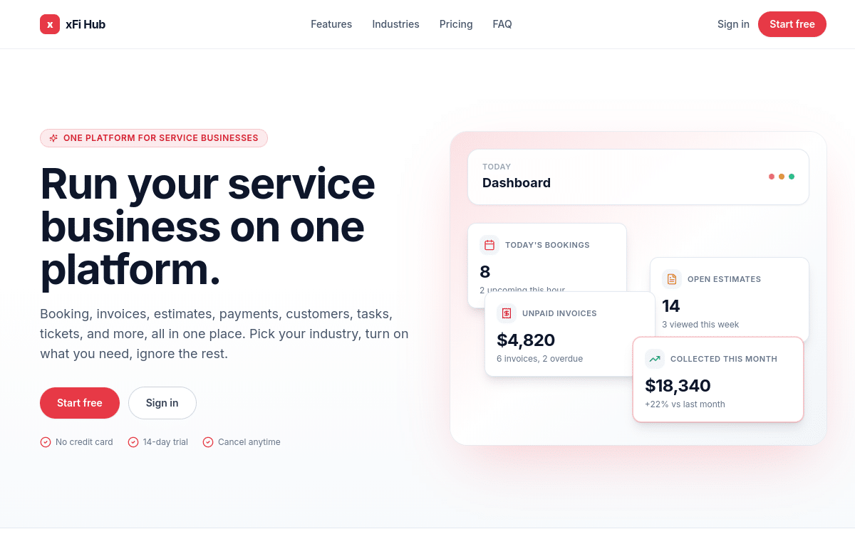 xFi Hub business platform dashboard