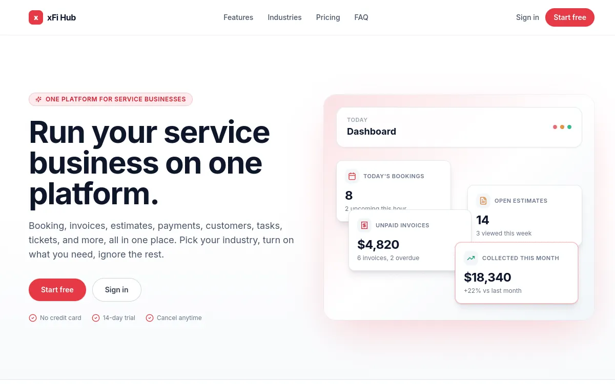 xFiHub business platform dashboard